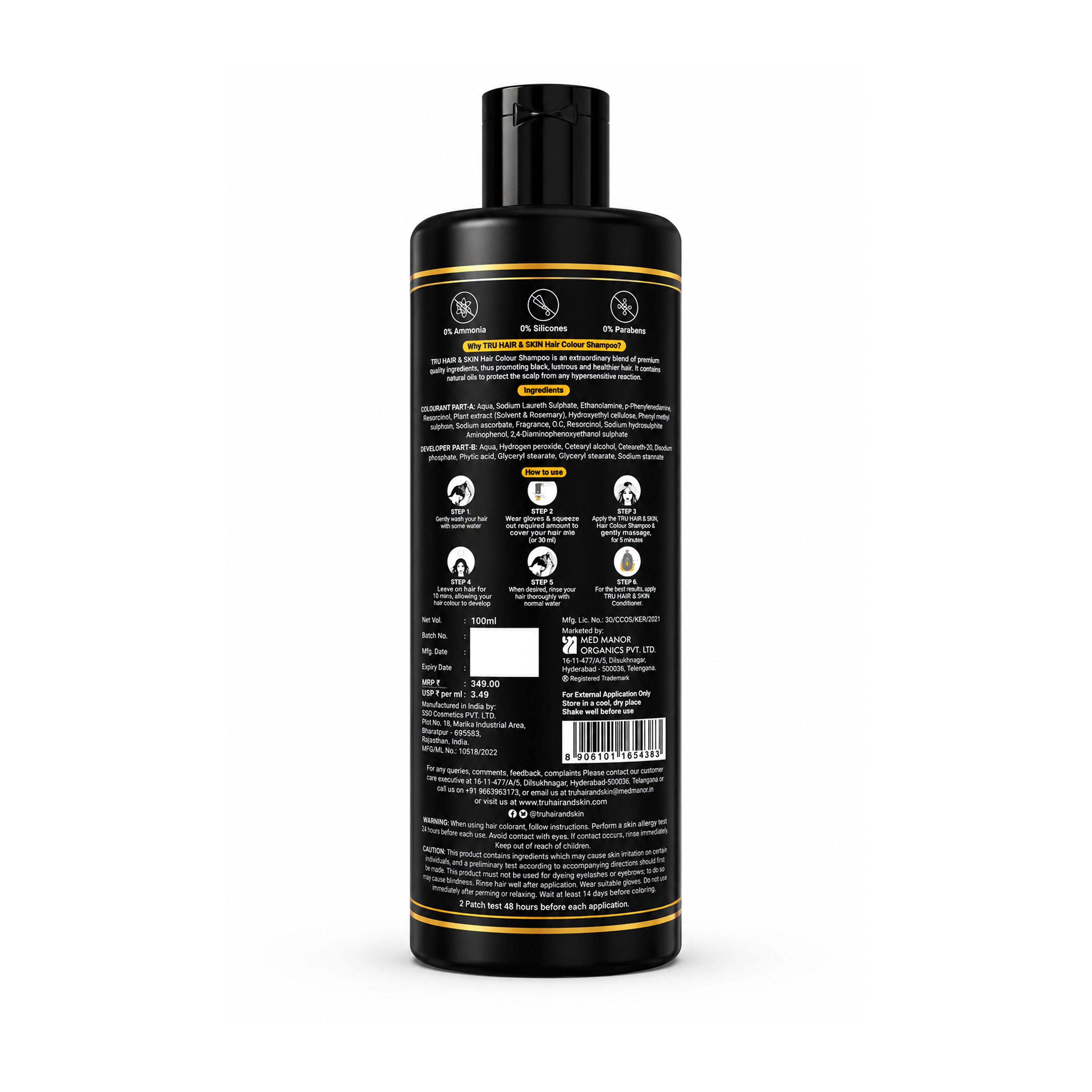 Tru Hair & Skin Black Colour Shampoo - Dista