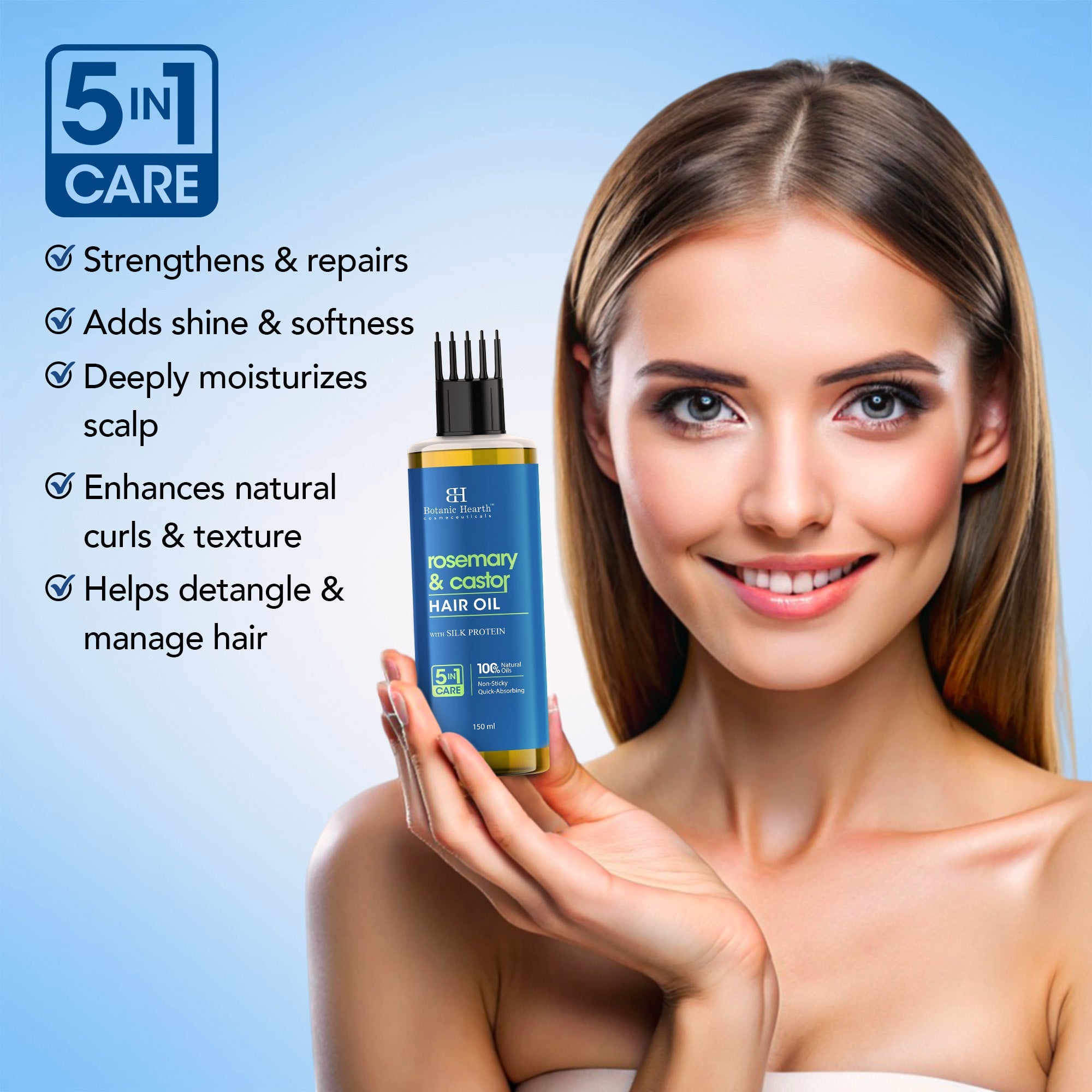 100% Pure Rosemary Castor Oil for Hair Growth - Distacart