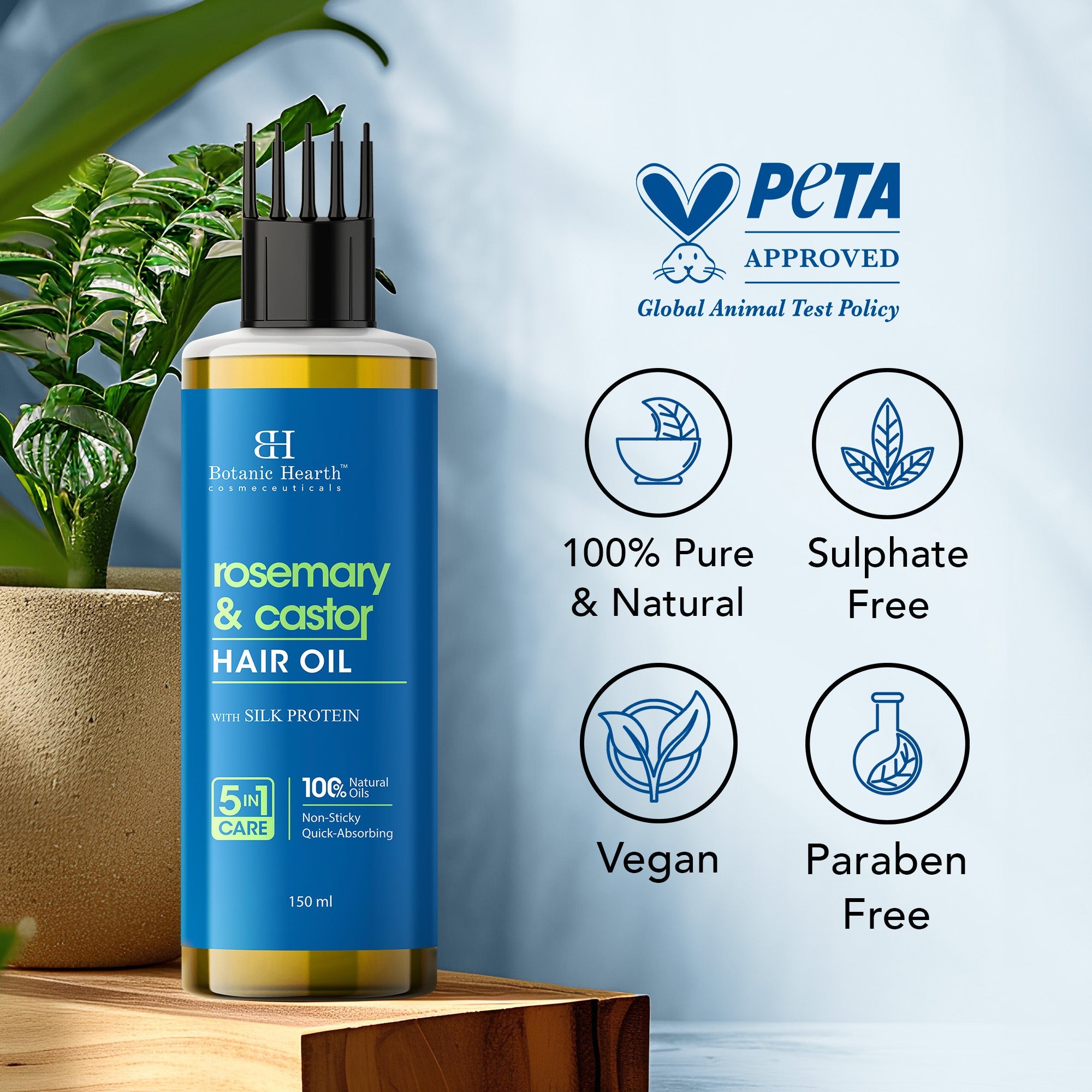 100% Pure Rosemary Castor Oil for Hair Growth - Distacart