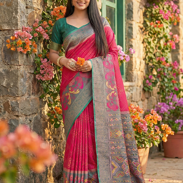 Anaita Coral Pochampally Printed Saree With Blouse - Distacart