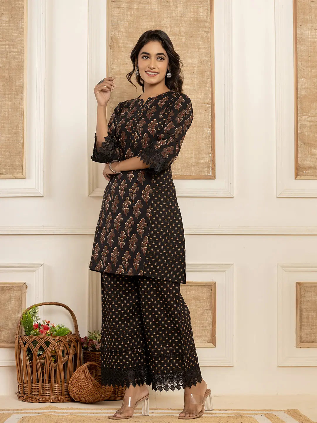 Yufta Cotton Black Co-Ord Set - Distacart