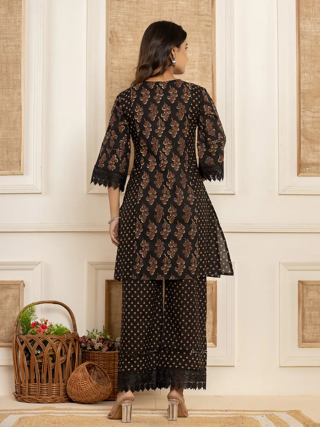 Yufta Cotton Black Co-Ord Set - Distacart