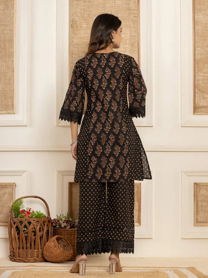 Yufta Cotton Black Co-Ord Set - Distacart