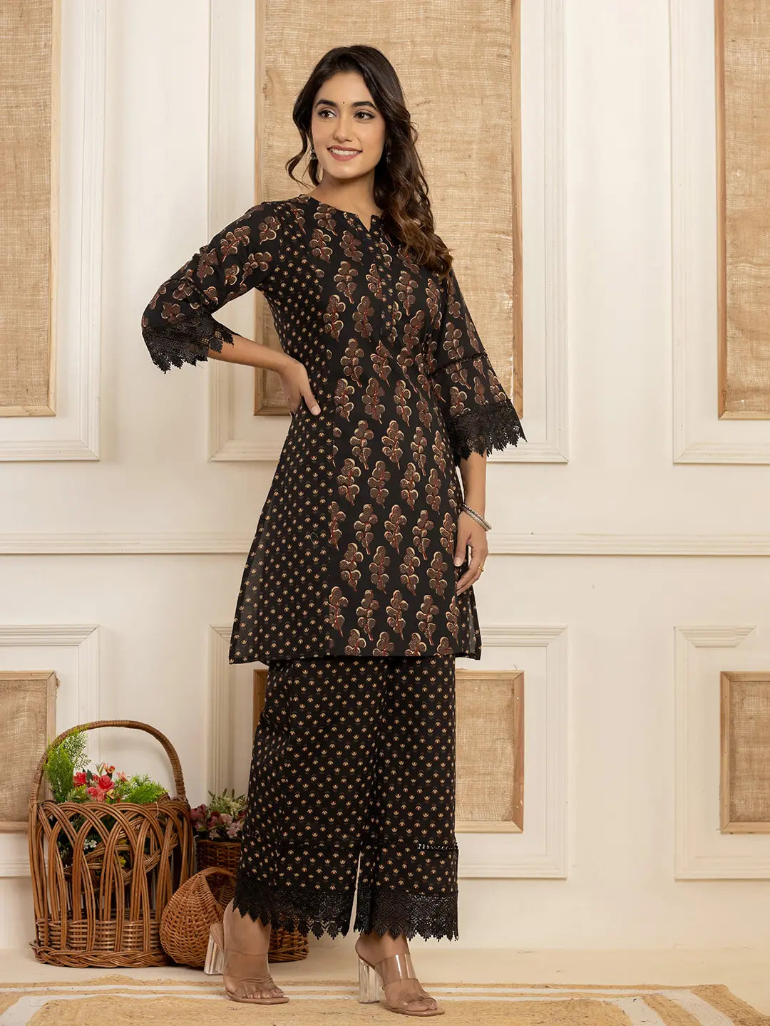 Yufta Cotton Black Co-Ord Set - Distacart