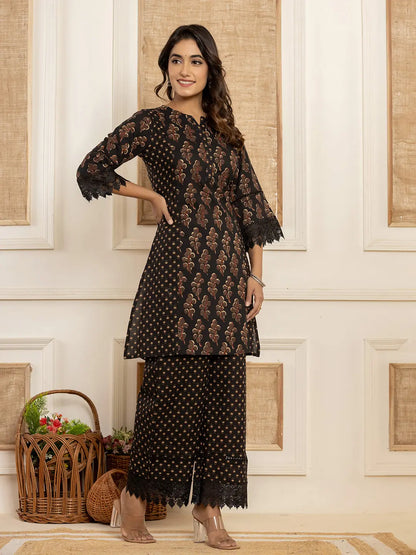 Yufta Cotton Black Co-Ord Set - Distacart