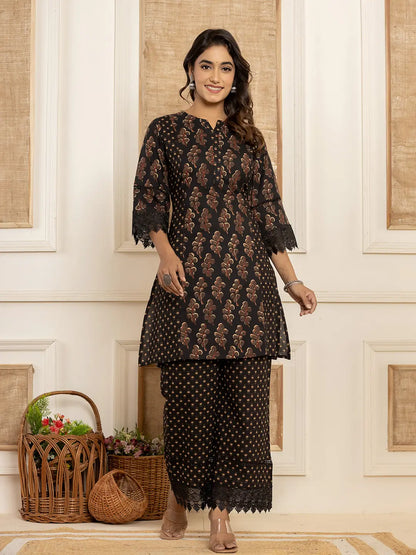 Yufta Cotton Black Co-Ord Set - Distacart