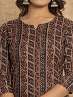 Thumbnail for Yufta Cotton Black Workwear Kurta Set With Comfortable Harem Pants - Distacart
