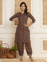 Thumbnail for Yufta Cotton Black Workwear Kurta Set With Comfortable Harem Pants - Distacart