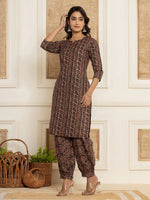 Thumbnail for Yufta Cotton Black Workwear Kurta Set With Comfortable Harem Pants - Distacart