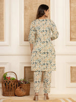 Thumbnail for Yufta Cotton Grey Geometric Prin Co-Ord Set