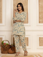 Thumbnail for Yufta Cotton Grey Geometric Prin Co-Ord Set