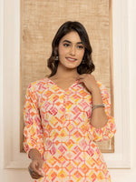 Thumbnail for Yufta Cotton Pink Geometric Prin Co-Ord Set