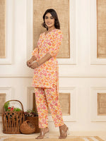 Thumbnail for Yufta Cotton Pink Geometric Prin Co-Ord Set