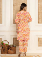 Thumbnail for Yufta Cotton Pink Geometric Prin Co-Ord Set