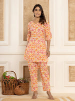 Thumbnail for Yufta Cotton Pink Geometric Prin Co-Ord Set