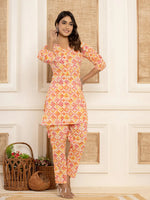 Thumbnail for Yufta Cotton Pink Geometric Prin Co-Ord Set