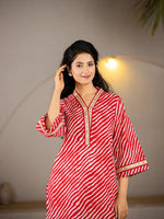 Thumbnail for Yufta Cotton Red Leheriya Kurta