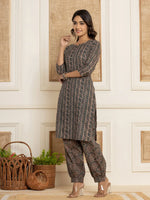Thumbnail for Yufta Cotton Teal Green Workwear Kurta Set With Comfortable Harem Pants