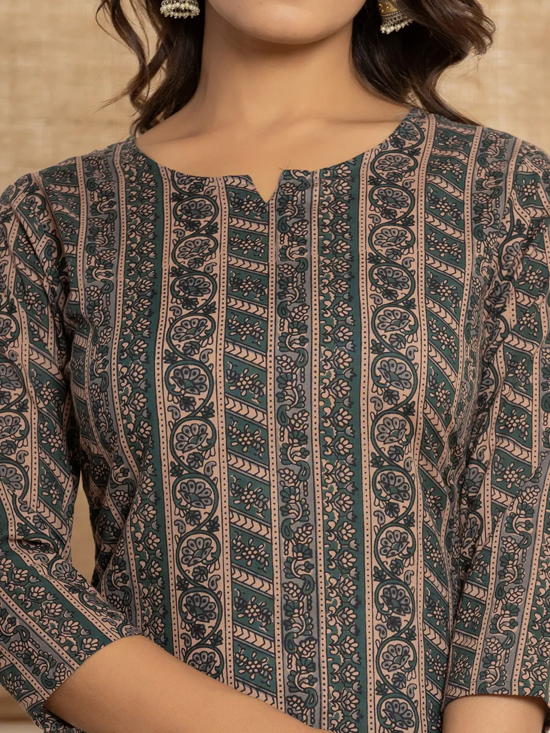 Yufta Cotton Teal Green Workwear Kurta Set With Comfortable Harem Pants