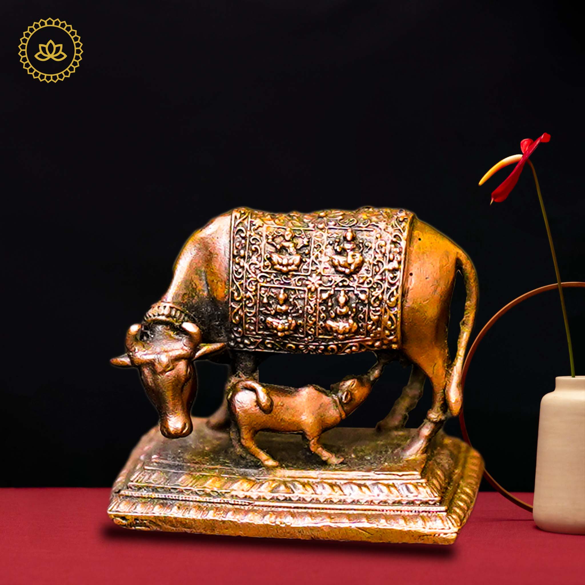 Copper Kamadhenu with Calf - Distacart