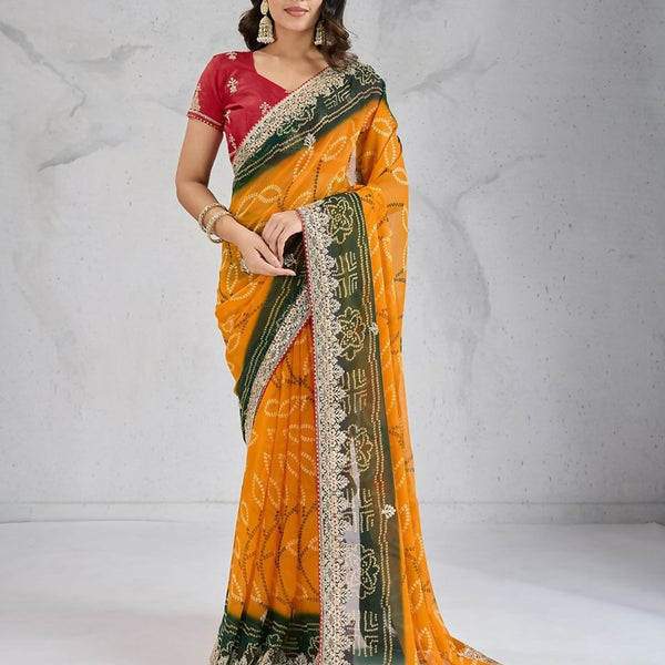 Ai Fashion Yellow Georgette Digital Print Party Wear Saree