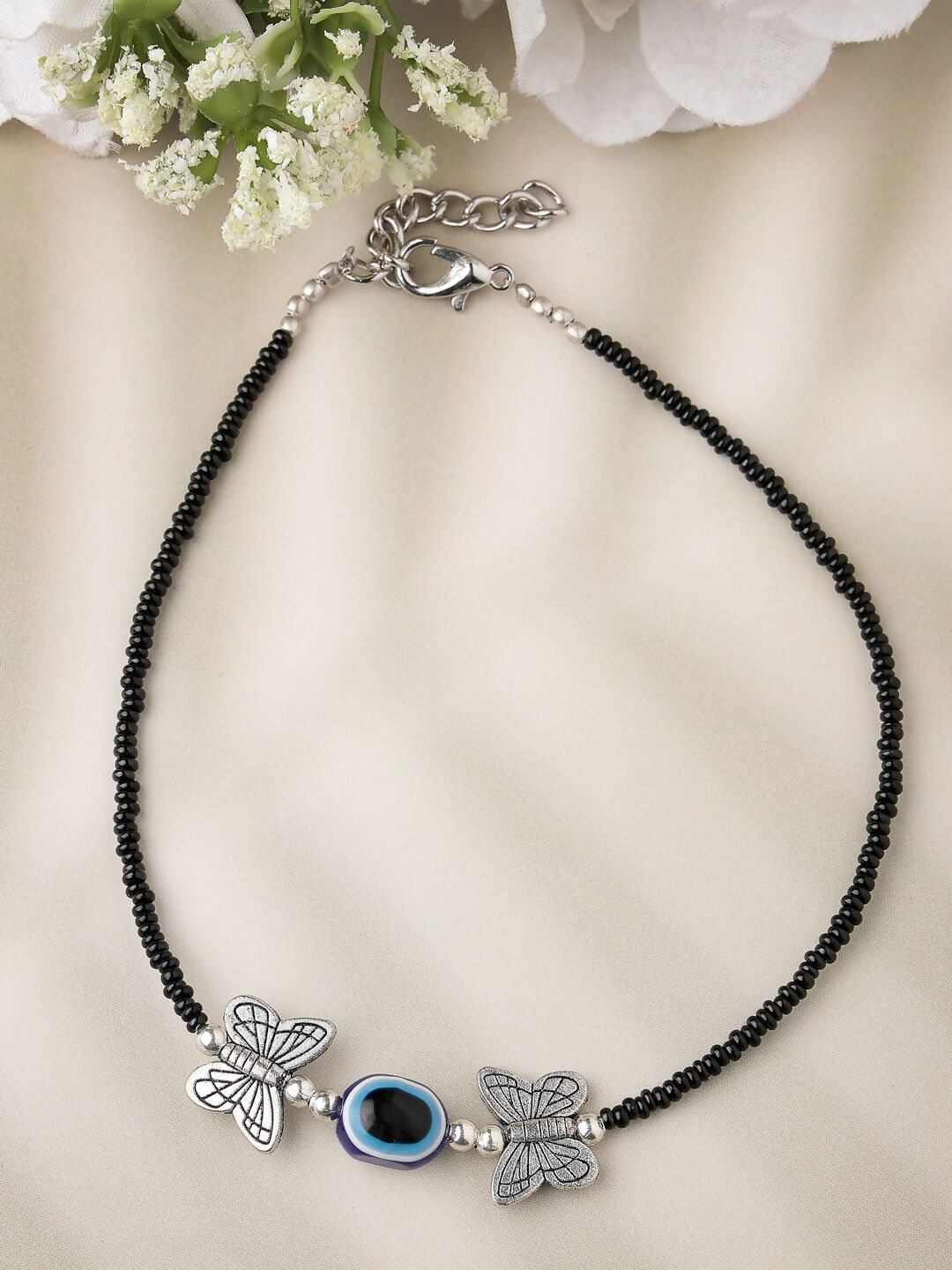 NVR Women's Evil Eye Black Anklets - Distacart