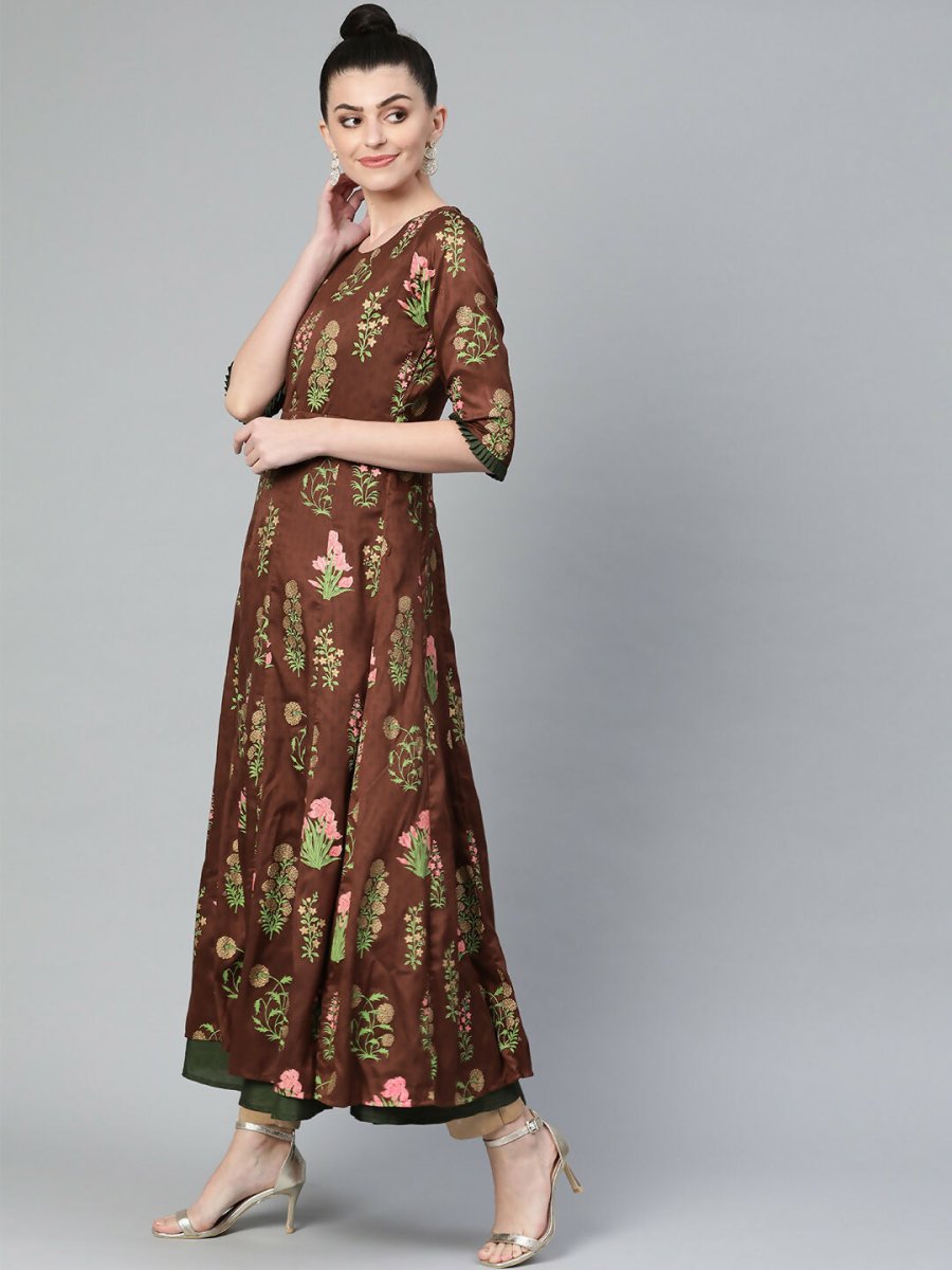 Ahalyaa Women's Traditional wear Kurta - Brown - Distacart