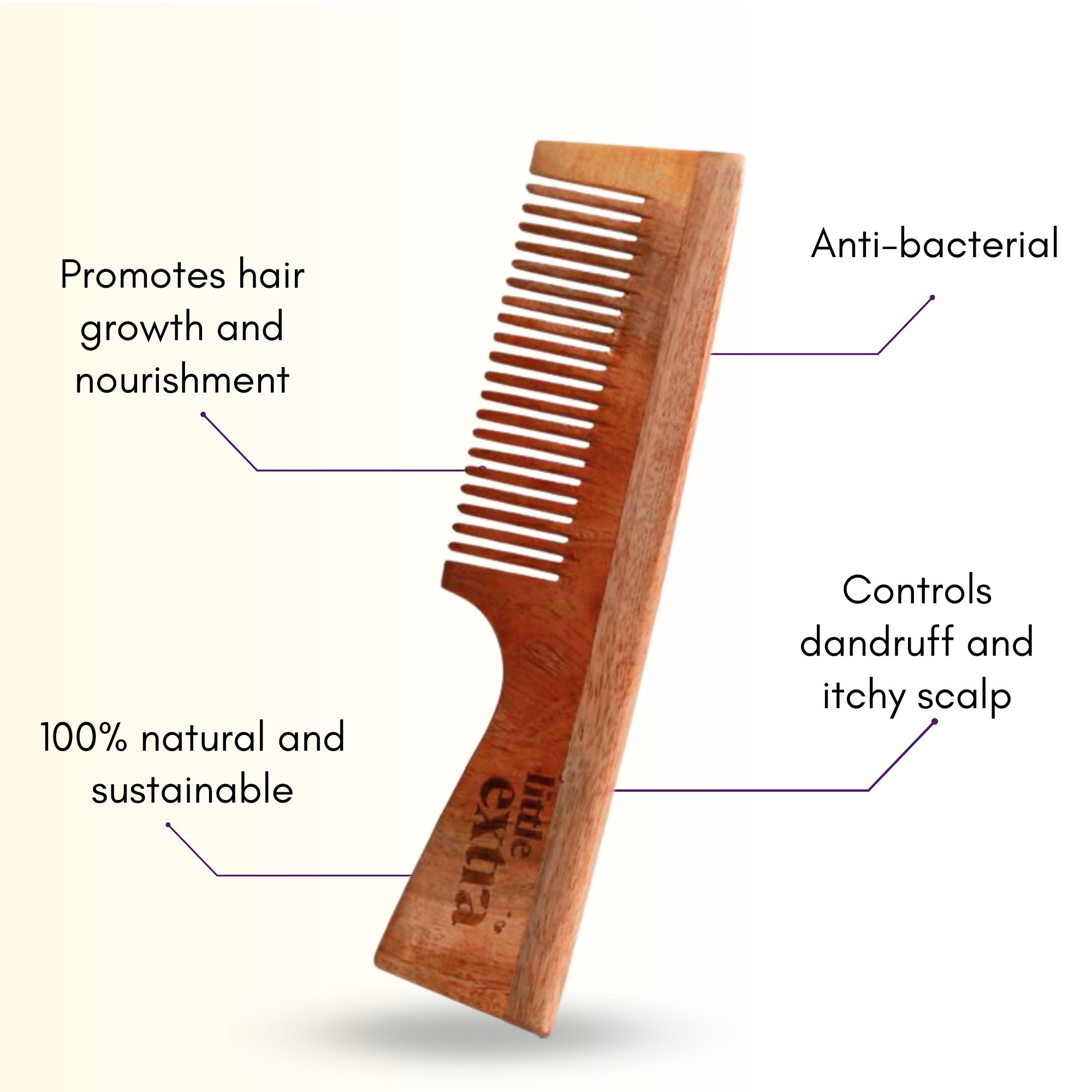 Little Extra Wooden Neem Comb For Hair Growth - Distacart