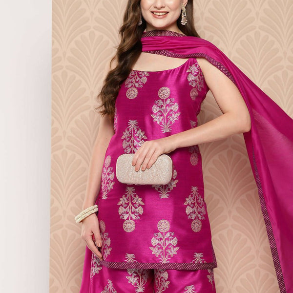 Ahalyaa Women's Traditional wear Kurta Set - Pink - Distacart