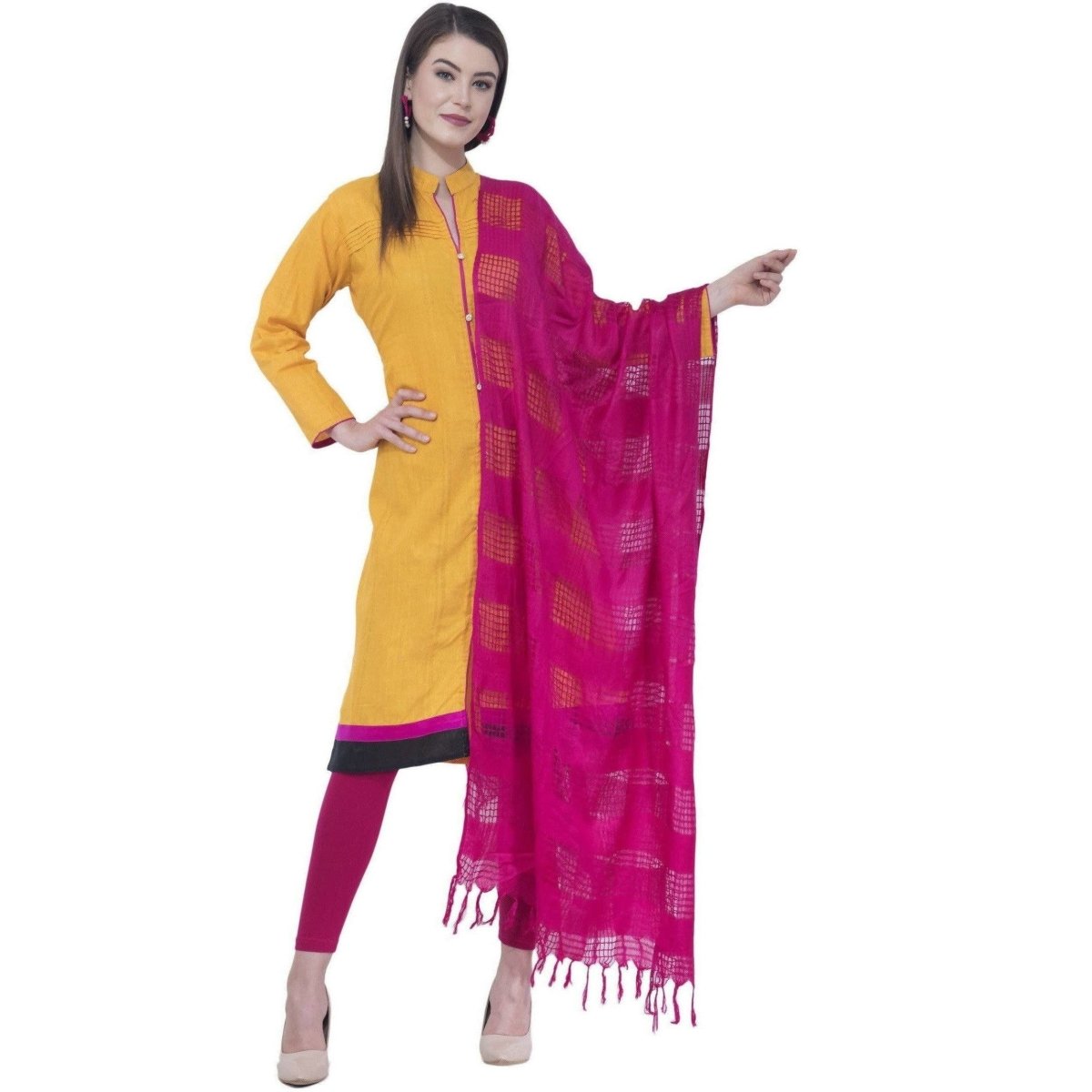 A R SILK Magenta Color Window Square Dupattas and Chunnis