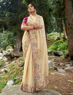 Thumbnail for Evanik Pure soft zimmy choo silk embroidery Sequence work Saree with UnStitched Blouse