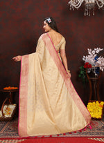 Thumbnail for Lorenvalley Fashion Cream Soft Katan Silk Woven Design Zari Weaving Pallu Saree - Distacart
