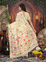 Thumbnail for Anaita Cream Linen Printed Saree With Blouse - Distacart