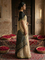 Thumbnail for Anaita Cream Cotton Printed Saree With Blouse - Distacart