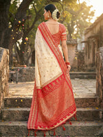 Thumbnail for Anaita Cream Silk Woven Saree With Blouse - Distacart