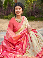 Thumbnail for Anaita Cream Soft Silk Saree With Floral Printed Work With Blouse - Distacart