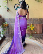 Thumbnail for Vamika Embroidery Purple Georgette Bollywood Saree - Distacart