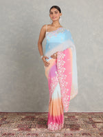 Thumbnail for Vamika Embroidery Sky Blue Georgette Bollywood Saree - Distacart