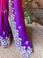 Thumbnail for Vamika Embroidery Purple Georgette Bollywood Saree - Distacart