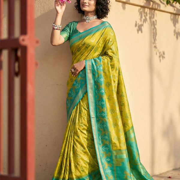 Astita Mustard Yellow Pochampally Silk Saree - Distacart