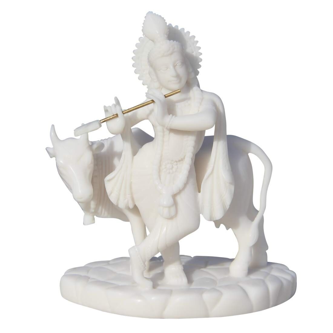 Handicrafts Paradise Carved In Resin Krishna with Cow - Distacart