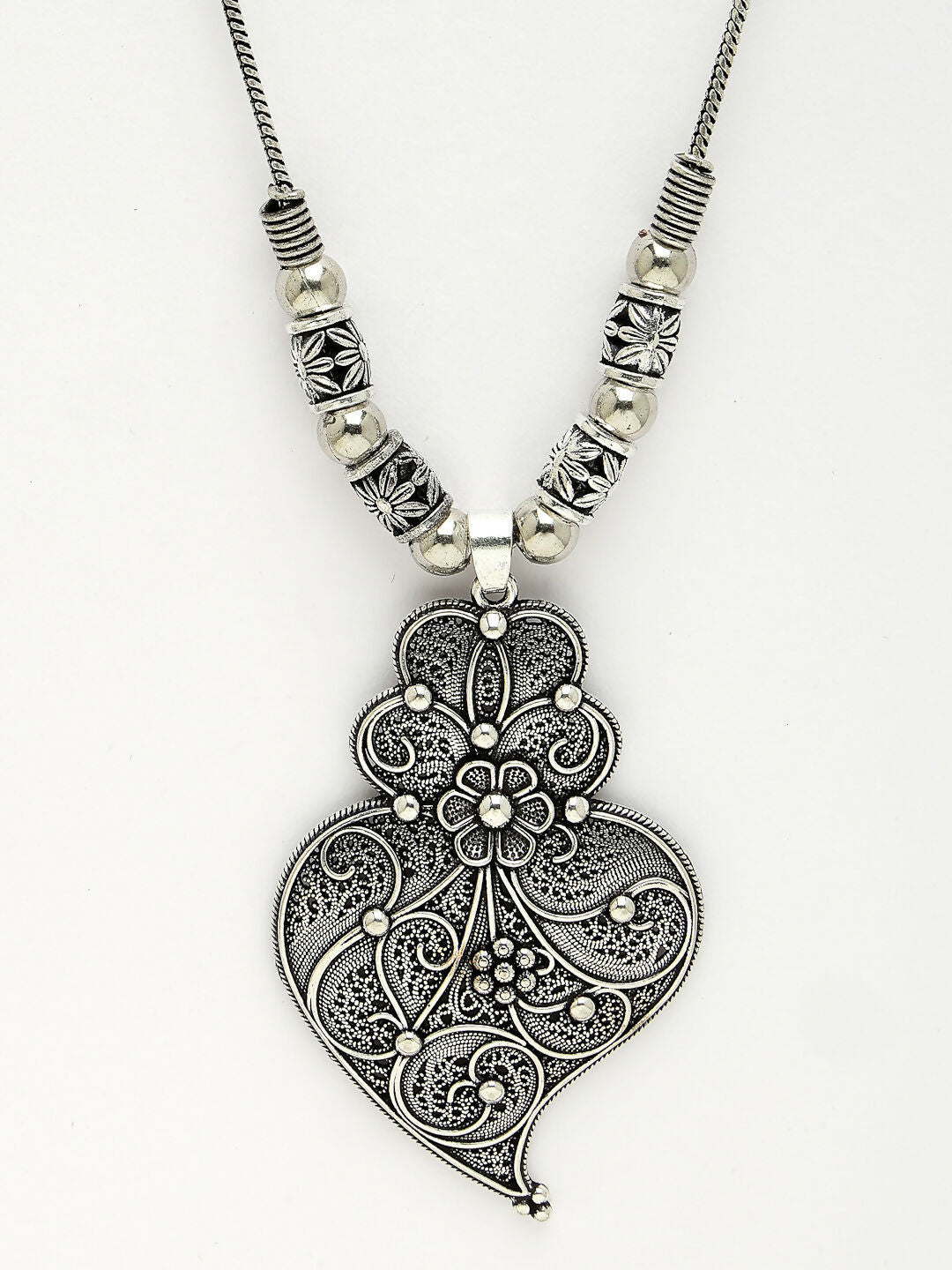 NVR Women's Silver-Toned German Silver Oxidised Pendant with Chain - Distacart