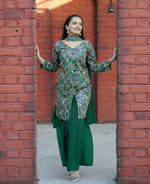 Thumbnail for Joban Fashion Green Silk Embroidered Sharara Set - Distacart
