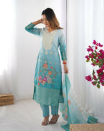 Thumbnail for Joban Fashion Sky Blue Kurta set with Pant Chanderi Thread with Sequins work