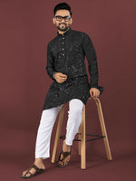 Thumbnail for Anaita Black Embroidered Silk Straight Kurta - Distacart
