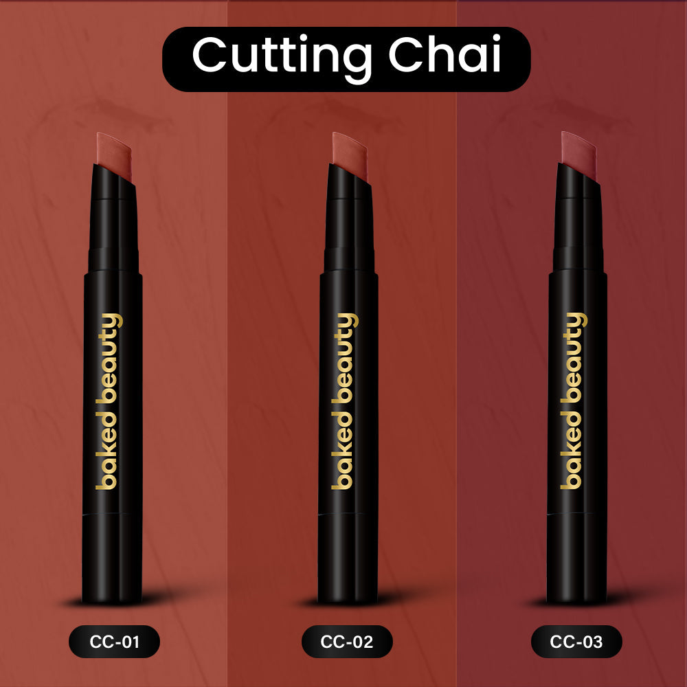 Baked Beauty My Crayon Cutting Chai Matte Lip Cream Lipsticks (Set of 3) - Distacart