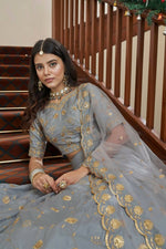 Thumbnail for Aastha Fashion Women's Grey Art Silk Zari & Sequins Embroidery Party Wear Lehenga Choli - Distacart