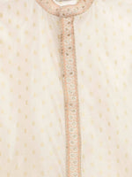 Thumbnail for Ahalyaa Cream Chanderi Gold Print Kids Kurta Churidar Set For Boys - Distacart