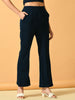 Myshka Women's Navy Blue Flared Party Trouser - Distacart