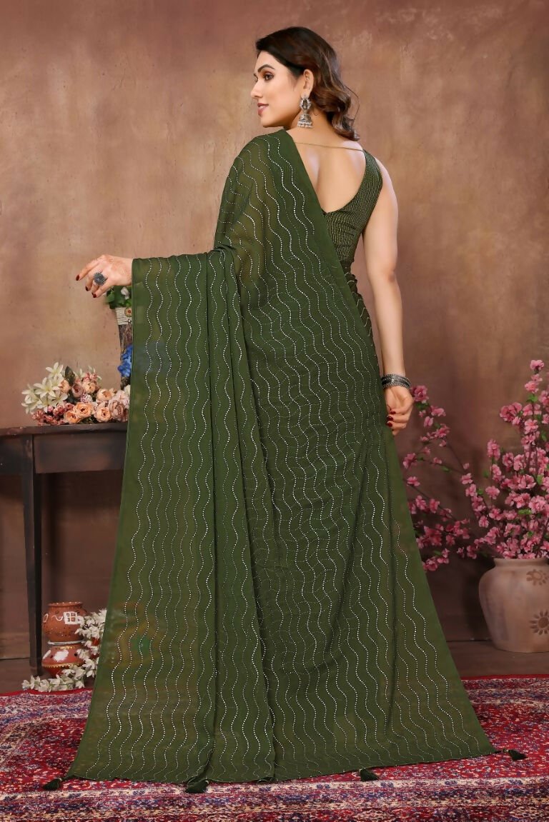 Aafreen Partywear Designer Green Rangoli Silk Fancy Saree - Distacart